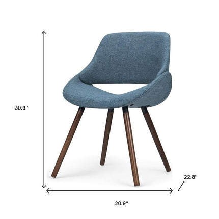 Blue and Natural Solid Wood Dining Parsons Chair