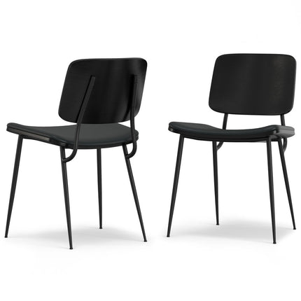 Set of Two Black Solid Wood Dining Parsons Chairs