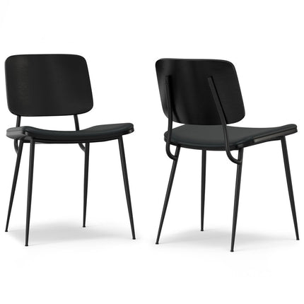 Set of Two Black Solid Wood Dining Parsons Chairs