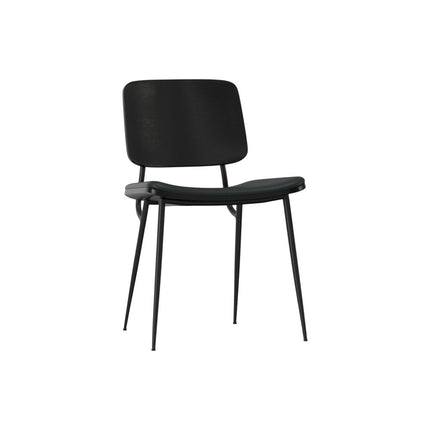 Set of Two Black Solid Wood Dining Parsons Chairs