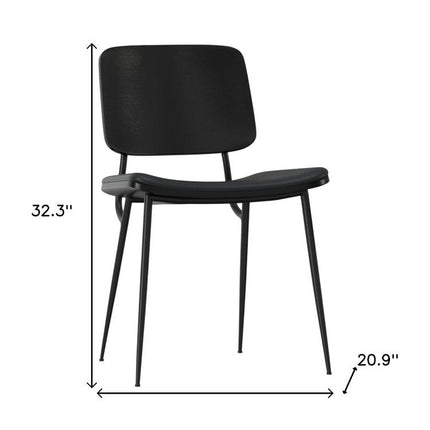 Set of Two Black Solid Wood Dining Parsons Chairs