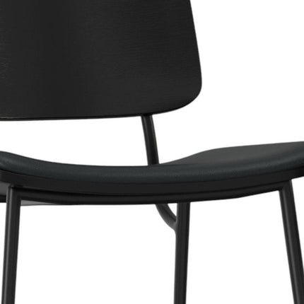 Set of Two Black Solid Wood Dining Parsons Chairs