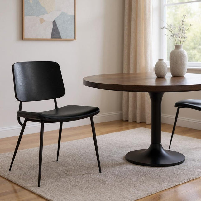 Set of Two Black Solid Wood Dining Parsons Chairs HomeRoots