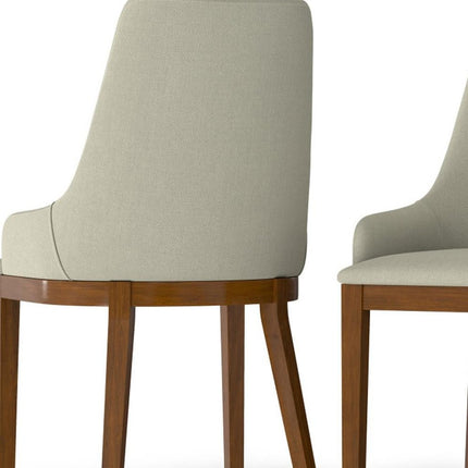 Set of Two Natural and Walnut Solid Wood Dining Parsons Chairs