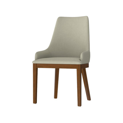 Set of Two Natural and Walnut Solid Wood Dining Parsons Chairs