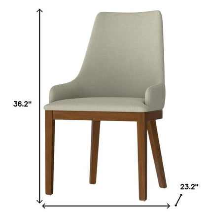Set of Two Natural and Walnut Solid Wood Dining Parsons Chairs