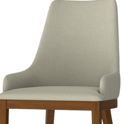 Set of Two Natural and Walnut Solid Wood Dining Parsons Chairs