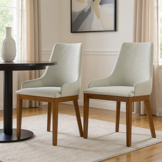 Set of Two Natural and Walnut Solid Wood Dining Parsons Chairs HomeRoots