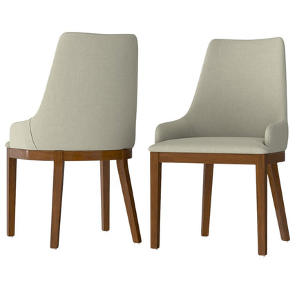 Set of Two Natural and Walnut Solid Wood Dining Parsons Chairs