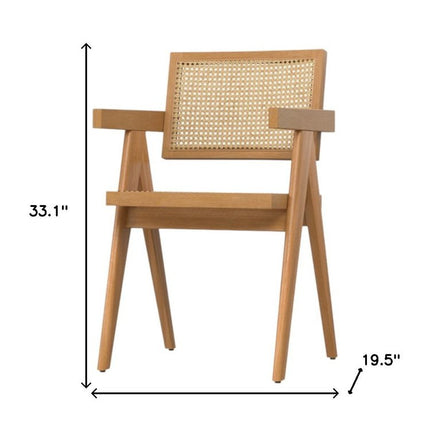 Set of Two Natural Solid Wood Dining Parsons Chairs