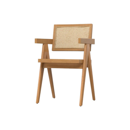 Set of Two Natural Solid Wood Dining Parsons Chairs