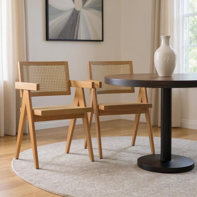 Set of Two Natural Solid Wood Dining Parsons Chairs HomeRoots