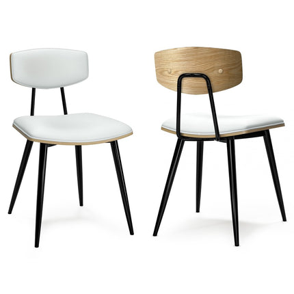 Set of Two White and Black Solid Wood Dining Parsons Chairs
