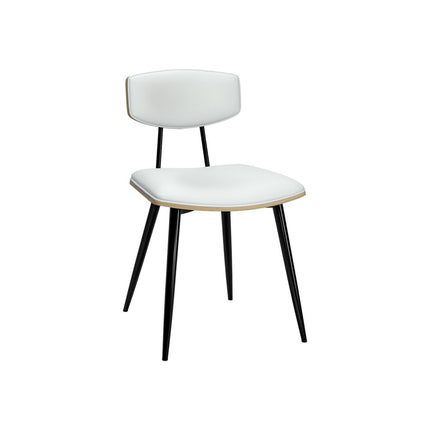 Set of Two White and Black Solid Wood Dining Parsons Chairs