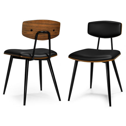 Set of Two Black Solid Wood Dining Parsons Chairs