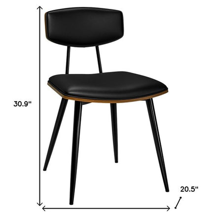 Set of Two Black Solid Wood Dining Parsons Chairs