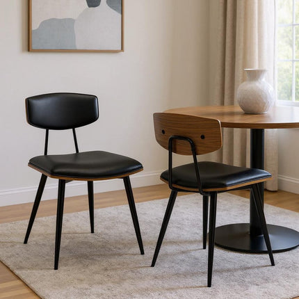 Set of Two Black Solid Wood Dining Parsons Chairs