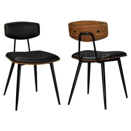 Set of Two Black Solid Wood Dining Parsons Chairs