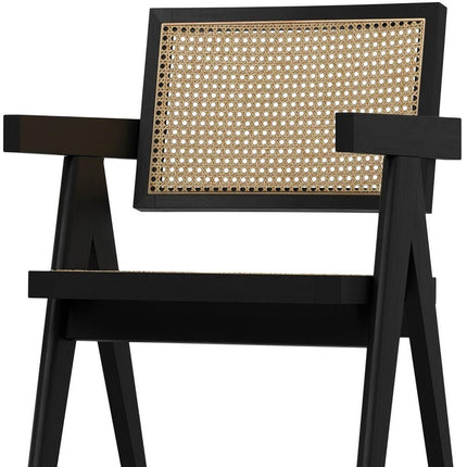 Set of Two Black Solid Wood Dining Parsons Chairs