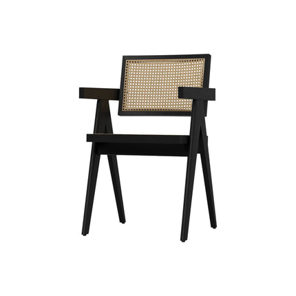 Set of Two Black Solid Wood Dining Parsons Chairs