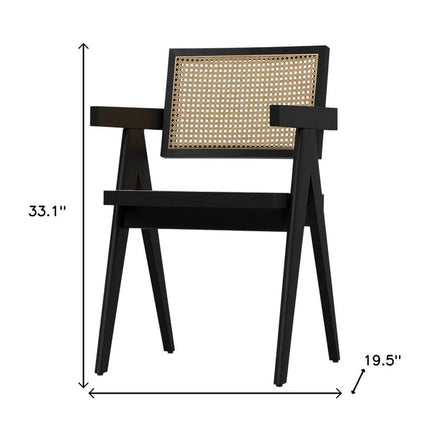 Set of Two Black Solid Wood Dining Parsons Chairs