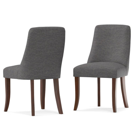 Set of Two Gray and Brown Solid Wood Dining Parsons Chairs