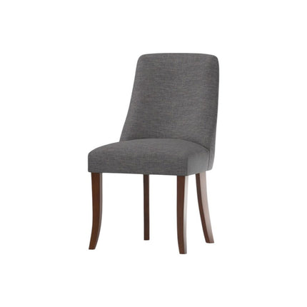 Set of Two Gray and Brown Solid Wood Dining Parsons Chairs
