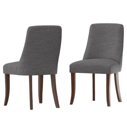 Set of Two Gray and Brown Solid Wood Dining Parsons Chairs