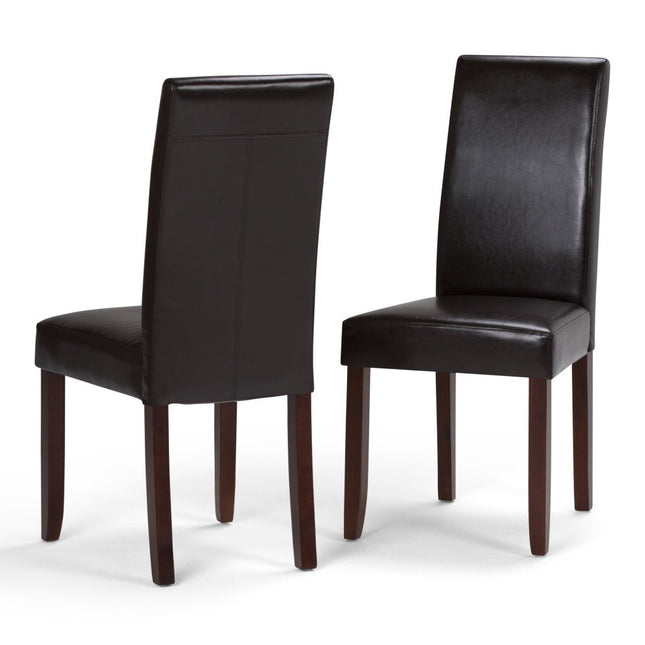 Set of Two Brown Wood Dining Parsons Chairs