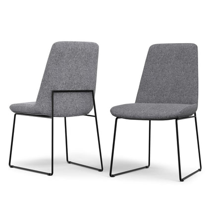 Set of Two Gray and Black Steel Dining Parsons Chairs