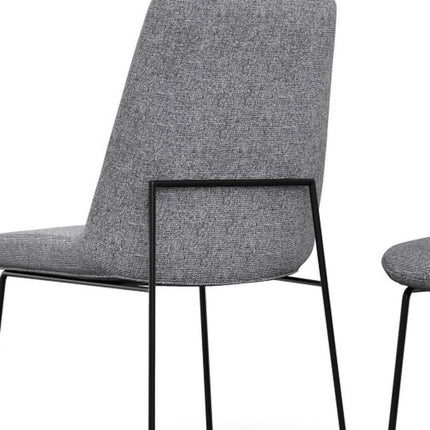 Set of Two Gray and Black Steel Dining Parsons Chairs