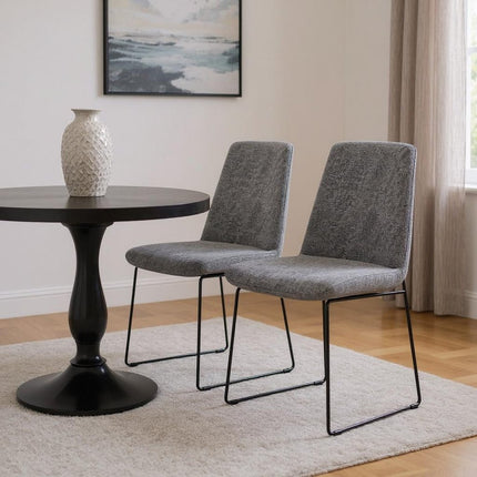 Set of Two Gray and Black Steel Dining Parsons Chairs