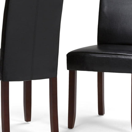 Set of Two Black and Brown Wood Dining Parsons Chairs