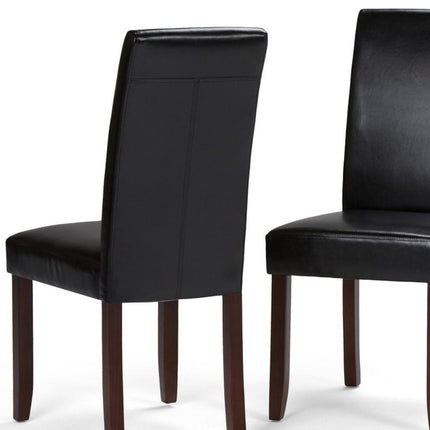 Set of Two Black and Brown Wood Dining Parsons Chairs