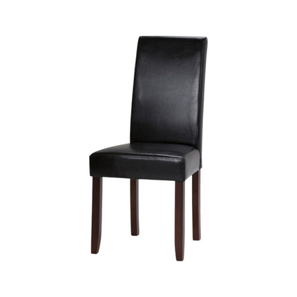 Set of Two Black and Brown Wood Dining Parsons Chairs