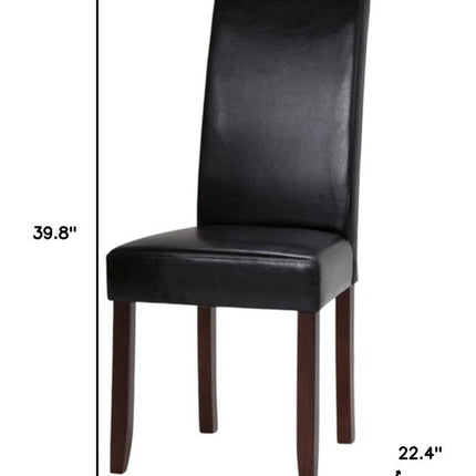 Set of Two Black and Brown Wood Dining Parsons Chairs