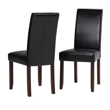 Set of Two Black and Brown Wood Dining Parsons Chairs