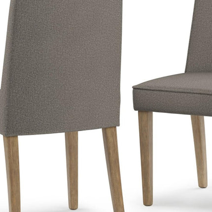 Set of Two Taupe and Brown Wood Dining Parsons Chairs