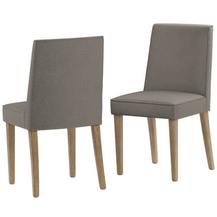 Set of Two Taupe and Brown Wood Dining Parsons Chairs