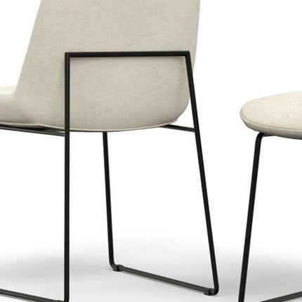 Set of Two Natural and Black Steel Dining Parsons Chairs