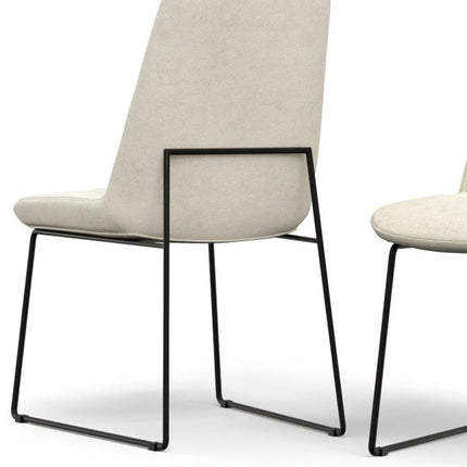 Set of Two Natural and Black Steel Dining Parsons Chairs