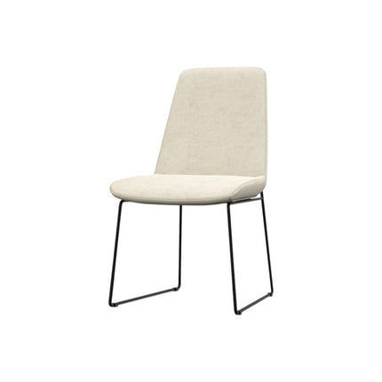 Set of Two Natural and Black Steel Dining Parsons Chairs