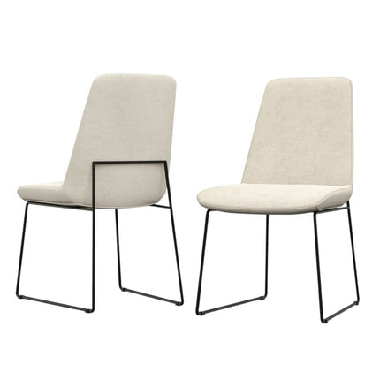 Set of Two Natural and Black Steel Dining Parsons Chairs