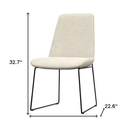 Set of Two Natural and Black Steel Dining Parsons Chairs