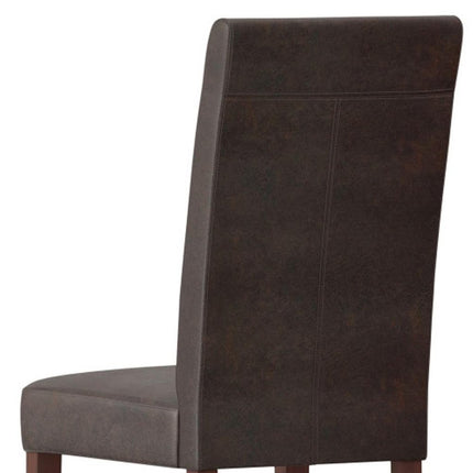 Set of Two Brown Wood Dining Parsons Chairs