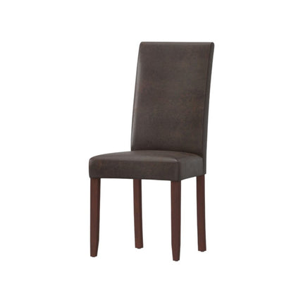 Set of Two Brown Wood Dining Parsons Chairs