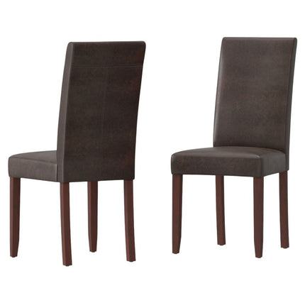 Set of Two Brown Wood Dining Parsons Chairs