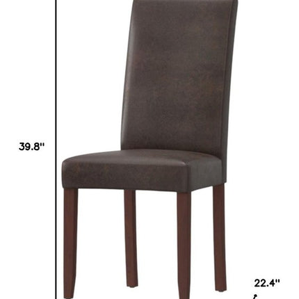 Set of Two Brown Wood Dining Parsons Chairs