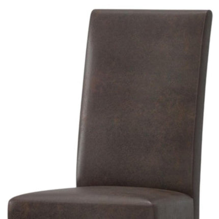 Set of Two Brown Wood Dining Parsons Chairs
