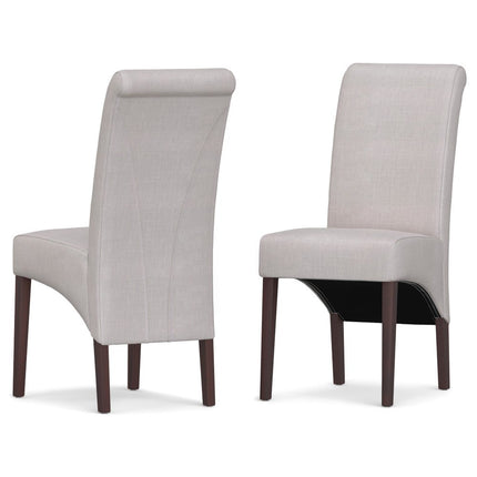 Set of Two Beige and Brown Wood Dining Parsons Chairs